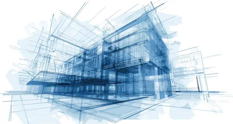 Building in blueprint style
